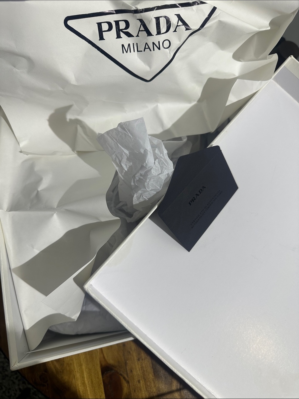 Prada White and Black Branded Packaging Set